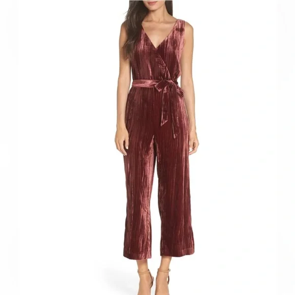 BB Dakota Pants Jumpsuits Bb Dakota Crinkled Velvet Jumpsuit